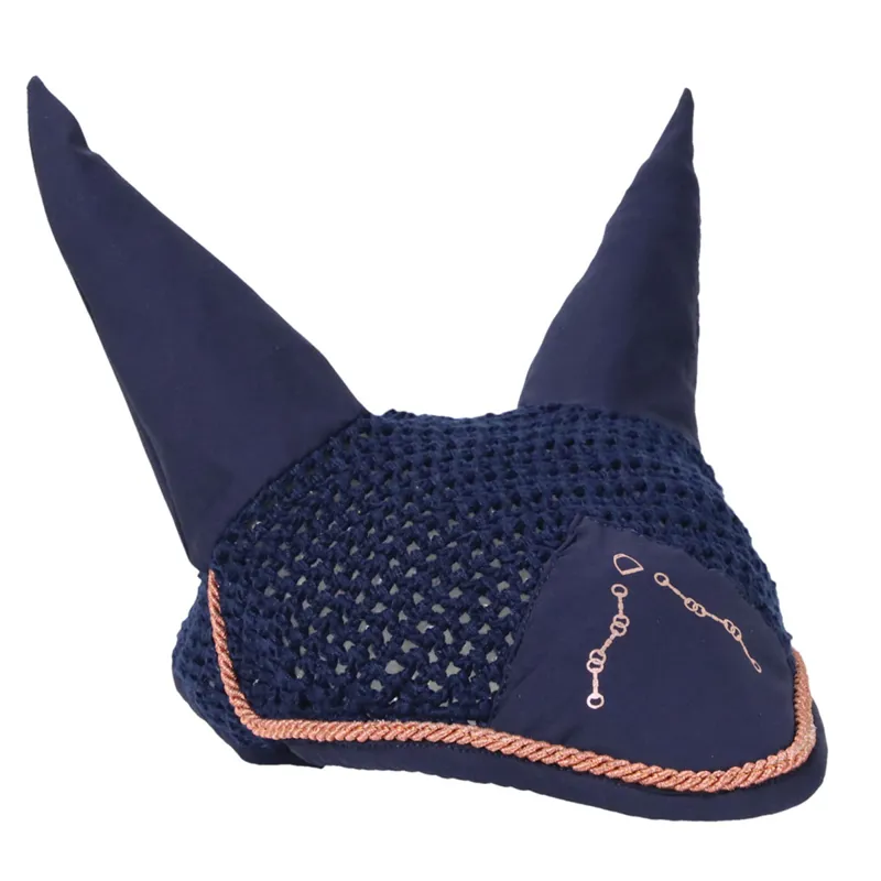 Hy Equestrian Exquisite Stirrup and Bit Collection Fly Veil - Navy